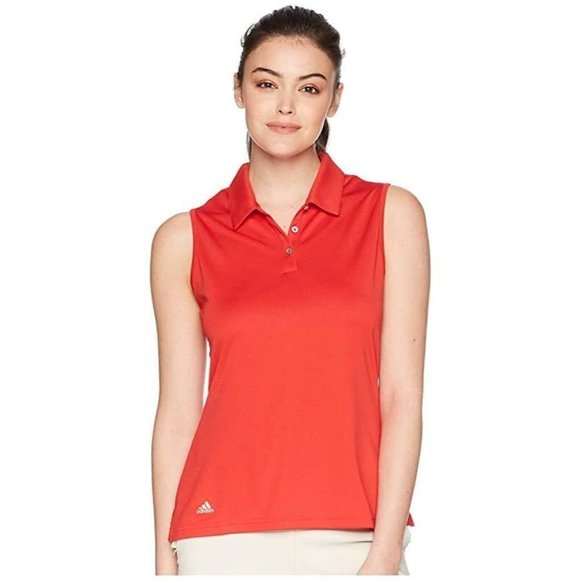 Adidas Golf Tournament UPF 50 Collegiate Red Sleeveless Polo Youth Girls Small - Picture 1 of 6